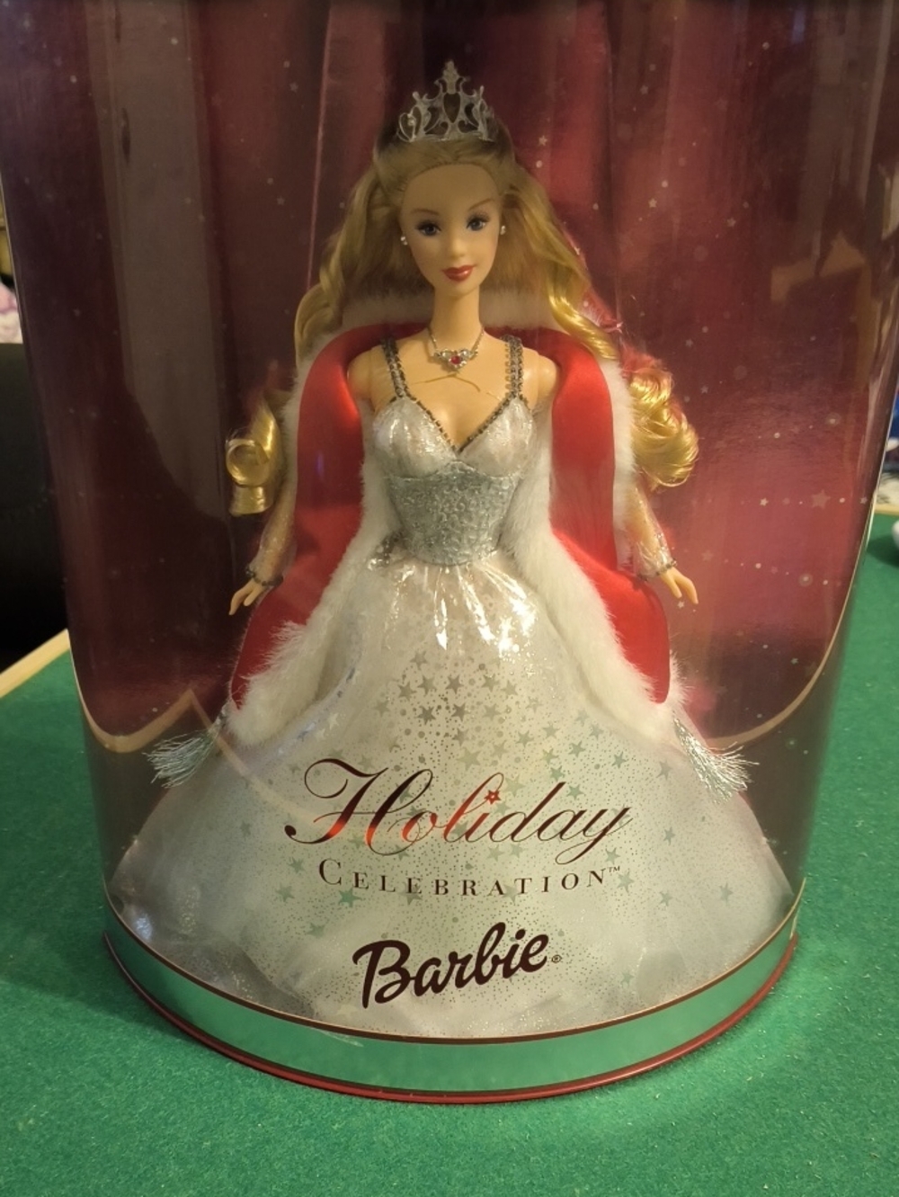 Barbie 2001 Holiday Edition Doll in White Gown with Red Cape